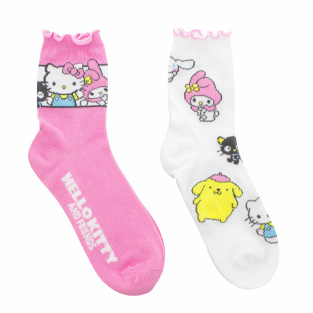 Hello Kitty and Friends Sanrio Women's Ribbed Lettuce Socks 2-Pack